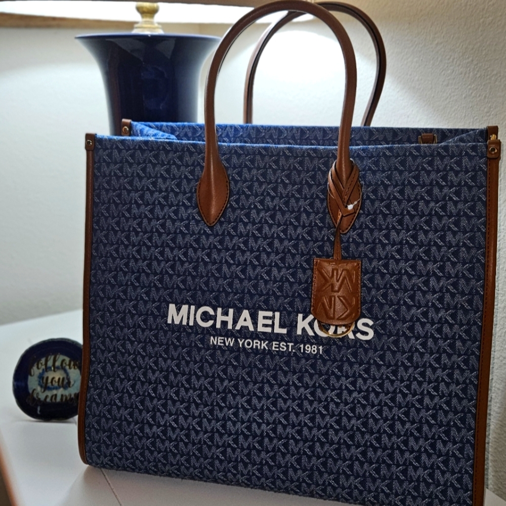 Authentic Michael Kors Blue Logo Tote Bag